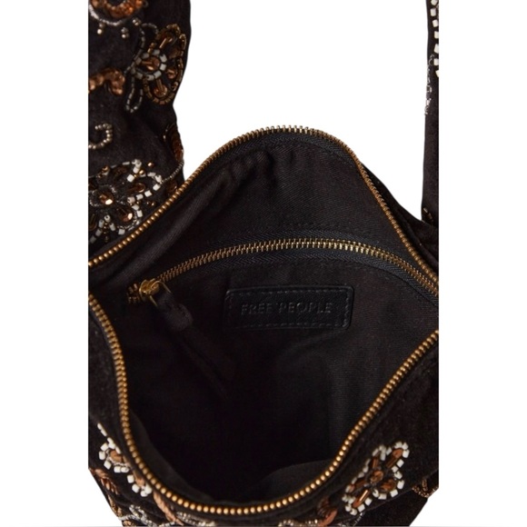 NWT Free People Nashville Nights Black Boho Beaded Bag / Purse - Picture 4 of 4